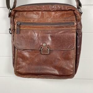 Jack Georges Messenger Bag Mens Brown Genuine Leather Crossbody Adjust Handmade